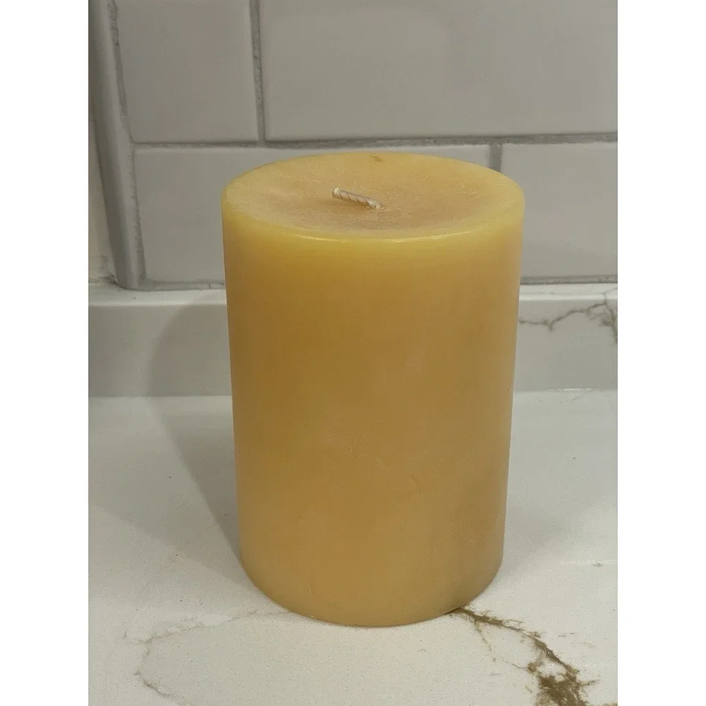 Northern Lights Pillar Candle Unfragranced Lemon Zest 3